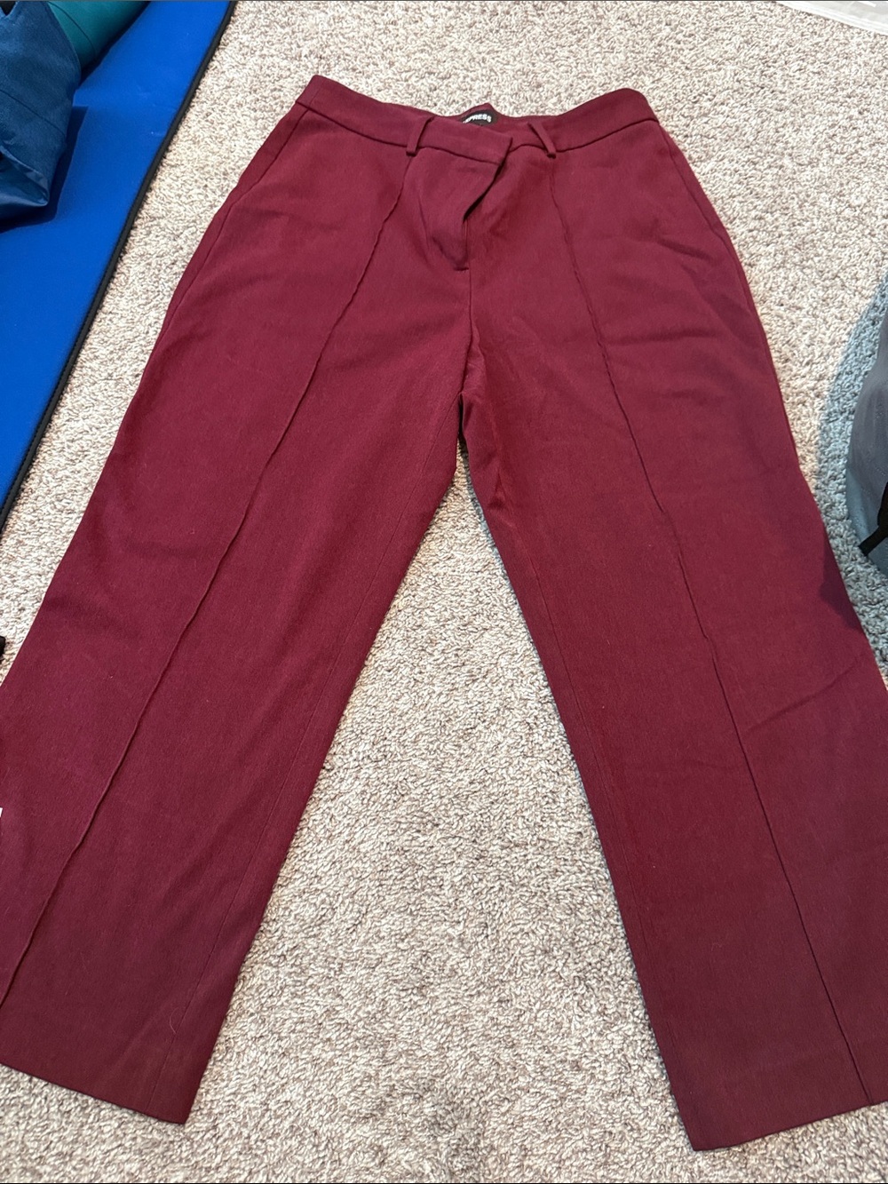 Express Women's Burgundy Cropped Flare-Leg Pants